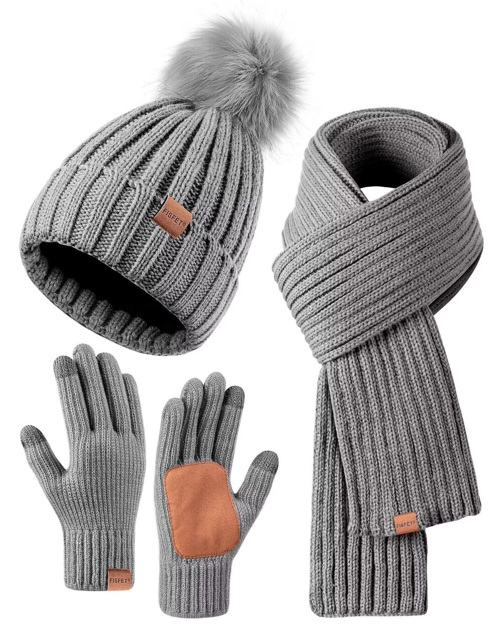 1177 Winter Beanie Hat Scarf Gloves Set , Winter Hats Fleece Lined Warm